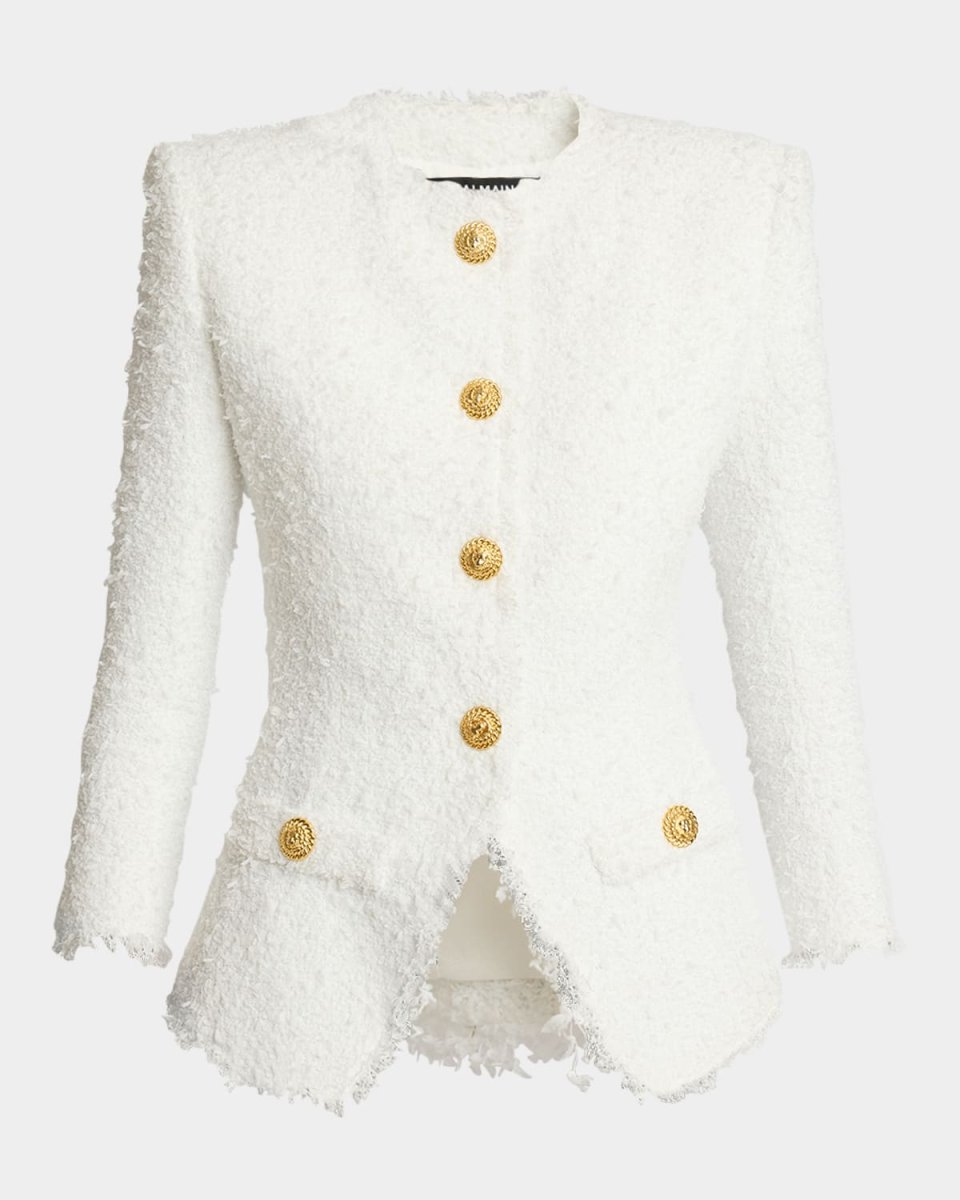 Collarless Tweed Jacket